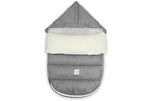 7 A.M. 7 AM Enfant - Saco para cochecito de bebé, bolsa de invierno repelente al agua para cochecitos y asiento de coche, forro polar suave y forro de felpa para bebé | (gris jaspeado, piel sintética negra