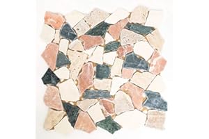 MOSANI Mosaik MOS44-1204 Carrelage en marbre naturel Beige/rouge/vert