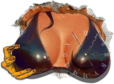 FAS1 3D Wall Stickers DIY Creative Room Decal Mute Silent Wall Clock Home Wall Art Mural Removable Office Wall Decor Sexy Woman's Breast (Battery Not Included)