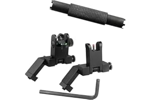 ProWildGear Folding 45 Degree Quick Conversion BUIS Backup Iron Sight for AR15 Front and Rear Wheels for Rifle Scope Tactical