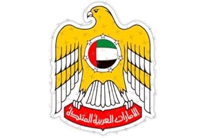 STICKERSWORLD Stoßstangen-Aufkleber, Vinyl-Aufkleber, Wappen der VAE, Vereinigte Arabische Emirate, Dubai, Abu Dhabi, 95 mm