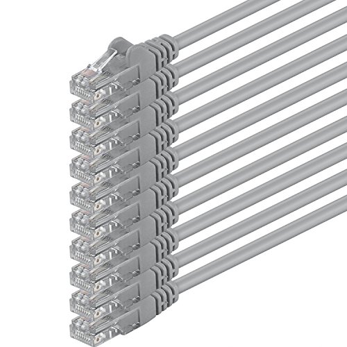 1aTTack CAT6 UTP Netzwerk Patch Kabel mit 2 x RJ45 Stecker Set (10 Stück) 0,5m grau