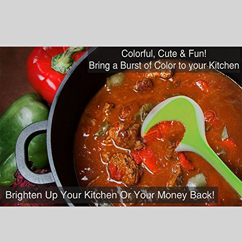 Silikon Küchenhelfer Set 5-teilig,BPA Frei and Antihaft-Beschichtung Silikon,Inklusive Suppenkelle Pfannenwender Schaber,Hitzebeständig Bis 230°C(grün) - 3