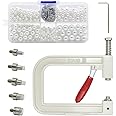 HDST-HOME Pearl Handmade Setting Machine, Beads Rivet Fixing Machine with 5 Sizes of Round Pearl Beads Rivet Studs for Hats/Shoes/Clothes/Bags/Skirts