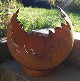 Durchmesser 30 cm Edelrost Deko/Feuerkugel Risse mit Standring Gartendekoration Metall