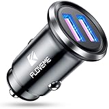 FLOVEME Zigarettenanzünder USB Adapter Schnellladung, Dual QC3.0 Port 36W/6A KFZ Ladegerät USB, Mini Metall Auto Ladegerät Zi