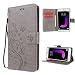 Produktbild Galaxy J7 2016 Hülle Grau , Leathlux Vintage Blume Muster Premium PU Leder Schutzhülle Bookstyle Tasche Schale TPU Case mit Trageschlaufe Standfunktion für Samsung Galaxy J7 (2016) J710F, J710FN 5.5"