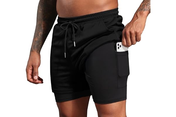 PrinStory Sportshorts för män, sommar, gym, atletiska shorts, fitness, träningsshorts, män, löparshorts med inbyggda fickor