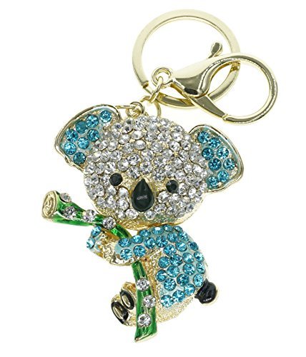 Cooplay - Adorable llavero dorado de koala con cristales Rhinestone, hermosos accesorios, el mejor regalo para mujer o para el bolso