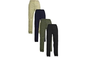 Gillicci Mens Elasticated Adjustable Waist Casual Smart Work Plain Rugby Trousers Pants