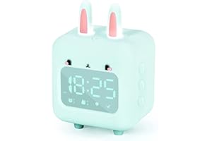 Reloj Despertador para niños, Reloj Digital Coikes Rabbit con luz Nocturna, Temporizador y Despertador, Reloj de Noche Recargable por USB para niñas, niños, Dormitorio, Regalo Escolar