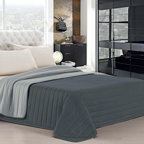 comprare on line Trapuntino estivo bicolore matrimoniale 260 x 270 scegli tra 15 colori trapunta estiva copriletto due piazze made in italy - matrimoniale grigiochiarogrigioscuro prezzo