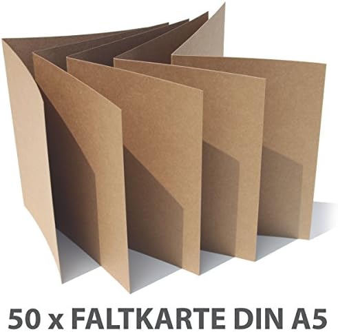 50 folded cards, craft cardboard DIN a5 280 g/m², craft paper cardboard, wedding cards, high-quality craft paper, card photo, card brown
