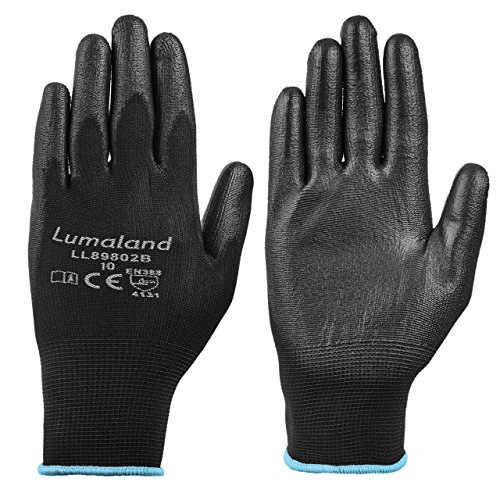 Lumaland leichte Nylon Strickhandschuhe EN 388 4131 Arbeitshandschuhe 10 Paar verschiedene Größen XL