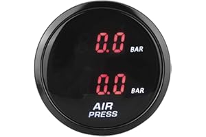 Suuonee Air Gauge, 2 Inch Car Bar Turbo Charging Pressure Indicator Meter LED Red Digital Display Air Pressure Sensor Kit
