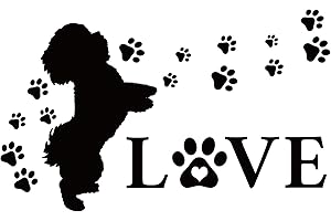 SUPERDANT Adesivi Murali Dog Paw Print Love Vinyl Adesivi da Parete Lettering InteressanteAdesivo Muro Decorativo per Amante dei Cani Soggiorno Camera da Letto Stickers Murali Decorazion 54x34cm