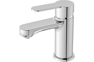 BELZ Grifo Lavabo monomando de lavabo para baño, cartucho cerámico, instalación fácil, altura 78 mm, ahorro de agua y energía, diseño moderno, Cromo