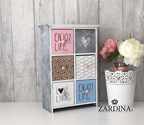 Lilian - Wooden Decorative Mini Drawer Storage Box (6 Drawers Stone Grey)