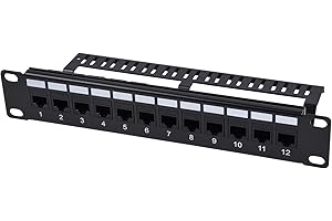 GeeekPi 12-Port Cat6 Patch Panel, 1U Rack Mount Modular Panel with Keystone Coupler & Cable Management for DeskPi RackMate T1/T0/T2/T0 Plus/T1 Plus,10" Width Server Rack & Network Cabinet