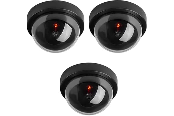 ELEAR™ 3 X noir Dôme Fausse sécurité fictive Caméra CCTV imperméable à l'eau IR LED Clignotant Rouge Lumière Surveillance intérieure extérieure