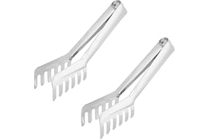 Bogoro Pinza per Spaghetti in acciaio inossidabile, Spaghetti Pasta Tagliatelle Pettine, a forma pettine clip per pasta strumento cottura cucina, Pinza da Cucina per Spaghetti, 20,5 Cm Argento
