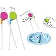 Cute Critters 2 Pairs Easy to Use Training Chopsticks for Kids Children Adults,Reusable Trainer Chopstick(Random Color), Plastic and Soft Silicone