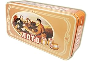 rukauf Rosyjskie lotto (Loto) zestaw do zabawy w metalowej skrzynce z drewnianymi figurkami, gra bingo, gra rodzinna, bingo