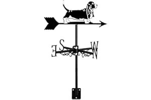 ANCNA-U Girouette 3D en métal pour chien, animal, girouette, noir, aspect fer forgé, indicateur de direction du vent, accessoire de décoration pour jardin, terrasse, basset hound