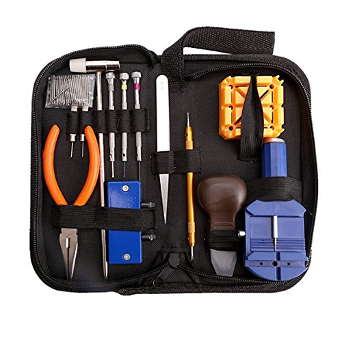 Preisvergleich Produktbild 164 pcs Uhr-Reparatur-Satz, Berufsuhr-Frühlings-Stab-Werkzeug-Satz, Uhrenarmband-Verbindungsstift-Werkzeu... rückseitiger Fall-Öffner-Schraubenschlüssel, mit Nylontragetasche