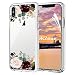 Produktbild OKZone iPhone XS Max Hülle [mit HD-Schutzfolie], [Blumen Series] Transparent Weiche Silikon Malerei Muster Hülle TPU Bumper Case Blühende Blumen Design Schutzhülle für Apple iPhone XS Max (Dunkelrot)