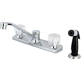 Kingston Brass FB122 7-11/16-İn&ccedil; Bacalı Reach Columbia 8-İn&ccedil; Mutfak Bataryası Yan P&uuml;sk&uuml;rt&uuml;c&uuml;, Parlak Krom