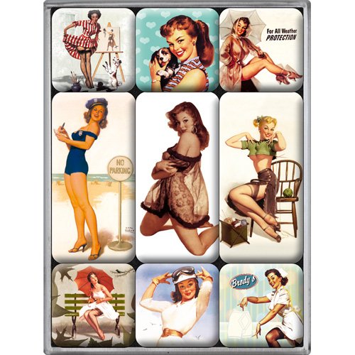 Nostalgic-Art 83019 Pin Up Parking, Magnet-Set, 9-teilig