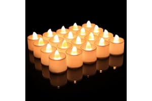 ZoneYan Candele LED Fiamma Oscillante, 24 Candele a LED, Candele Senza Fiamma, Candele LED Tealight, Candele Led a Batteria, Candele LED Tremolanti, per La Festa di Nozze di Natale