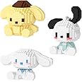 3PCS Mini Building Blocks Set, San-rio Cinna-moroll Micro Building Blocks, Cute Animals Building Sets, Cute Cartoon Building Blocks, Mini Bricks 3D Model Block Learning Puzzle Children's Toy Gift