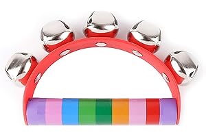 HIXNUG Half Moon Tambourine Handbell Hand Held Musical Instrument Shaking Small Jingle Bell Toy Tambourine Rhythm Beats Tool for Child Early Educational