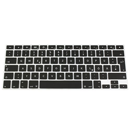 Incutex QWERTZ Silikon Tastaturschutz Tastenschutz Kratzschutz für MacBook (deutsche Tastenfolge) Schwarz - 4