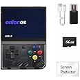 Bigarbee MIYOO Mini Plus Onion OS Preinstalled 64GB TF Card Retro Game Console, 3.5inch IPS Portable Game Portable Gaming Player Rechargable 3000mAh Battery Retro Emulators Player (Black Transparent)
