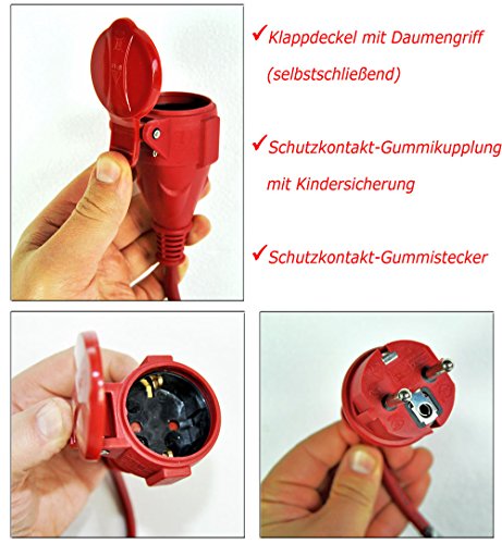 Gummi Verlängerungskabel 25m Strom 3x 1,5 mm² IP44 Stromkabel für Garten - 2