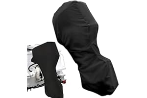 Boat Motor Covers COOSOO Outboard Motor Cover with 420D Heavy Duty Oxford Fabric Extra PVC Coating Waterproof Outboard Engine for mercury Covers Boat cover (Black, Fits 60-90HP)