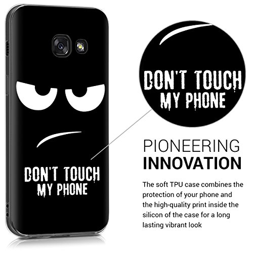 kwmobile Funda para Samsung Galaxy A3  2017  - Carcasa de  TPU  para m  vil y dise  o Don t Touch my Phone en  Blanco Negro 