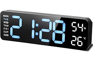 Yulado Sveglia Digitale, Sveglia da Comodino con Temperatura, Orologio Digitale con 2 Allarme, Snooze, USB Ricaricare, Sistema 12/24 Ore