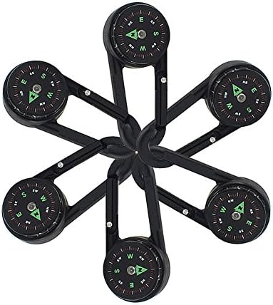 SUPEREX® Keyring Compass with Thermometer Carabiner for Camping, Climbing, Hiking, Hunting, or Everyday Carry - 6pcs (Black)