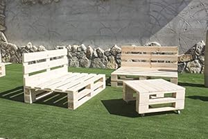 PALETS TALAVERA Conjunto 2X Sofa de Palet 120cm x 60cm + 1x Mesa 80cm x 48cm Lijado Y Cepillado -Interior/Exterior Nuevo-Natural (2X Sofa 120x60cm + 1x Mesa 80x48cm)