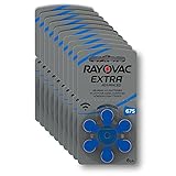 Rayovac Extra Advanced Zinc Air Hearing Aid Batteries, Size 675, Blue Tab, Pack of 60