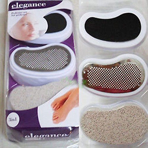 Elegance 3 In 1 Pedicure Set,Emery Smoother Callus Remover Pumice Stone Buffer