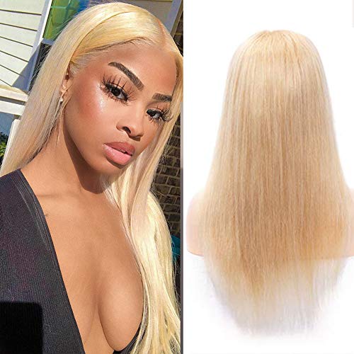 DAIMER 613 Blonde Lace Front Wig Human Hair for Women Silky Straight Glueless Brazilian Remy Hair Wigs with Baby Hair Free Part 130% Density 18 inch