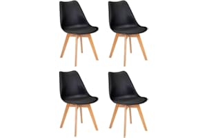 Gremium Set 4 Sedie Con Cuscino Imbottito In Pelle, Struttura In Legno Di Faggio E Seduta Ergonomica Per Arredo Sala da Pranzo, Cucina e Ufficio