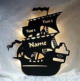 Piratenschiffe von Schlummerlicht24 Nachtlicht „Schiff der Piraten“, Geschenk mit individuellem Namen und Daten, ideal als Geburts- oder Taufgeschenk für das Kinderzimmer / Piratenzimmer für Junge und Mädchen, handgemacht - 6
