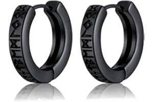 LynixTrade Viking Hoop Earrings for Men Women, Mythical Norse Runes Black Huggies Earring Hoop Jewellery Gifts for Men Birthdays Christmas Easter