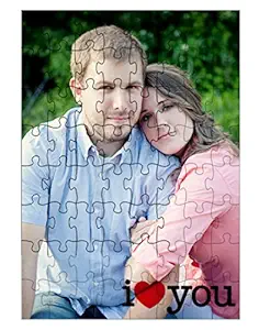 Pyramidmart Personalised I Love You Wooden Jigsaw Puzzle Photo Frame (8 x 10 , A4 Size) -63 Pieces
